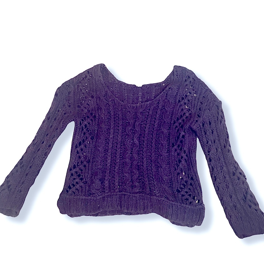 Purple Cable Knit Sweater- Free People